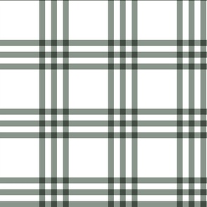 Green gray plaid on white - 6”