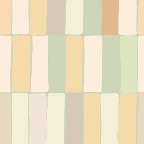 Elongated Tiles - Soothing Soft Mint Marigold Peach Neutral TextureTerry