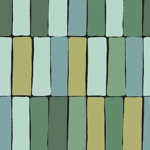 Elongated Tiles - Mossy Analogous Greens TextureTerry