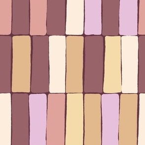 Elongated Tiles - Blush Sand Burgundy Shades TextureTerry