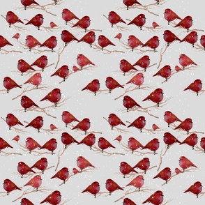 red birds on grey / small