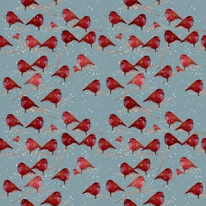 red birds on blue / medium