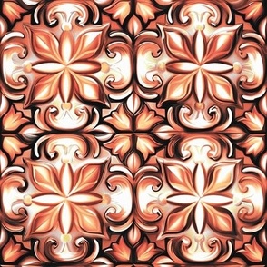 Warm Orange Copper Tulip Tile