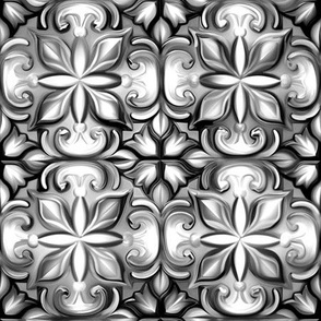 Silver Black White Pewter Platinum Tulip Tile