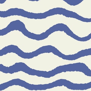 Wonderful Water World - Waves // cream blue // large scale