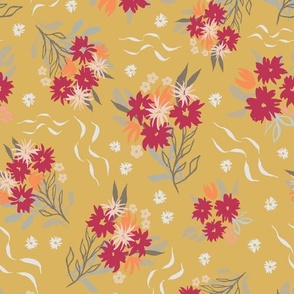 Flower ditsy _ ribbons_mustard_LARGE_12x15.5