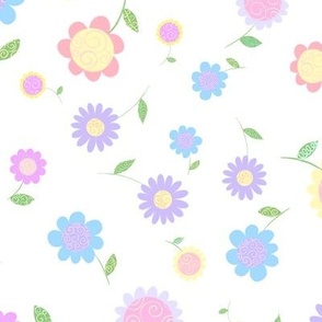 Pastel candy flowers on white background