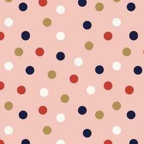 Christmas Dots Pattern: Holiday Dots on a pink background (Large)
