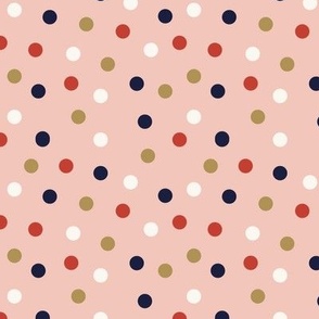 Christmas Dots Pattern: Holiday Dots on a pink background (Medium)
