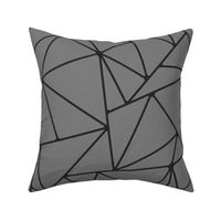 Dark lines from space dark gray - modern geometric pattern with triangles - large scale for bedding