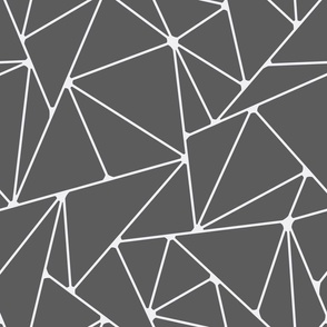 Lines from space dark gray - modern geometric pattern with triangles - large scale for bedding