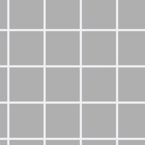 Light gray windowpane 3 inch square check - large scale for bedding and home decor