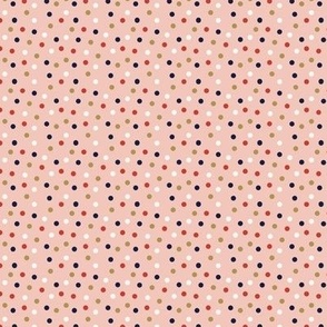 Christmas Dots Pattern: Holiday Dots on a pink background (Tiny)
