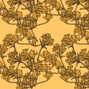 (small) hand drawn magnolia flower trellis yellow