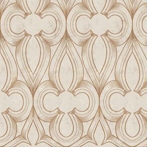 Elongated Quatrefoil Gothic Cathedral Detail in Sepia - Large Scale