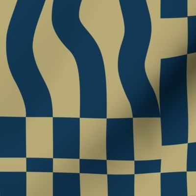 Medium // Squares and Stripes in Navy Blue and Mustard
