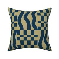 Medium // Squares and Stripes in Navy Blue and Mustard