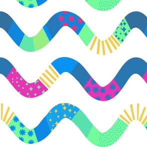 cute and colorful little wavy lines on white - large scale