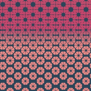 Graphic tie print gradient pink, coral, teal