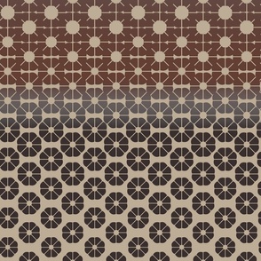 Graphic tie print gradient beige & brown