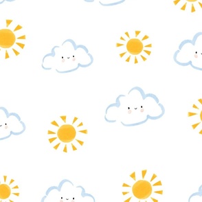 Super Cute Sun and Clouds - Large Scale