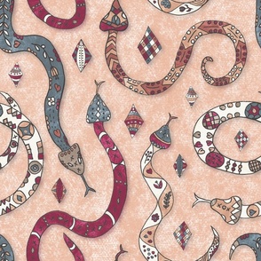 Scandinavian snakes pink background