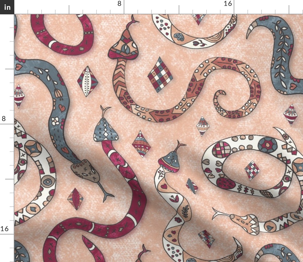 Scandinavian snakes pink background