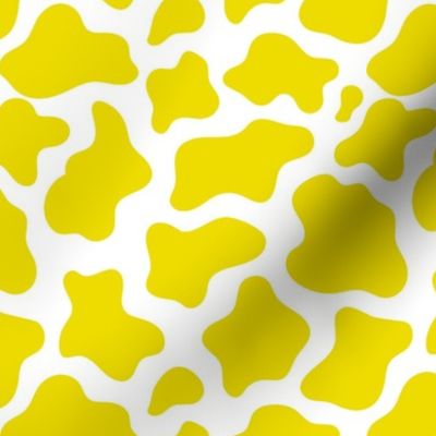 Medium Scale Cow Print Lemon Lime Yellow