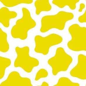 Medium Scale Cow Print Lemon Lime Yellow