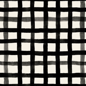 watercolor plaid black and off white