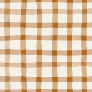 hand painted watercolor plaid check coffee and off white