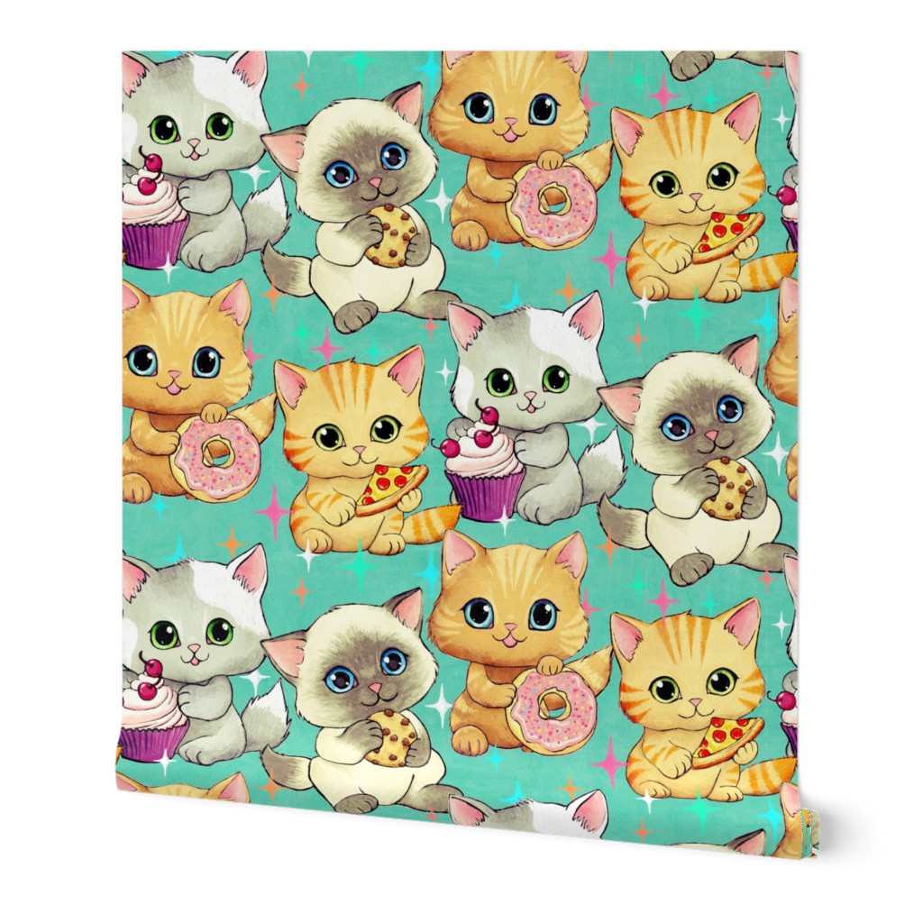 Cute Retro Kittens with Cupcakes, Cookies and More - Large