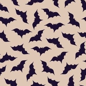 Cute dark brown bats on taupe beige, small scale, great for kids apparel, earth tones Halloween