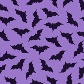 Cute dark purple bats on purple, small scale, great for kids apparel, Halloween spirit