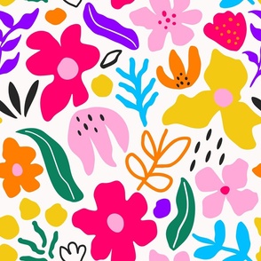 Cute Hand Drawn Kids Floral Garden - Abstract Minimalism - Happy Colors