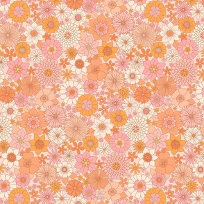 retro vintage floral large wallpaper pink