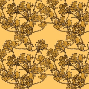 (medium) hand drawn magnolia flower trellis wallpaper yellow
