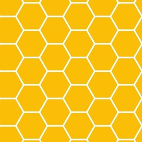 honeycomb hexagon grid white on golden yellow normal scale
