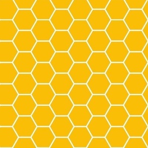 honeycomb hexagon grid white on golden yellow small scale