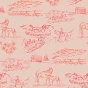 Valley Foal in Rose/Peach Gradient, Cowgirl Western Toile