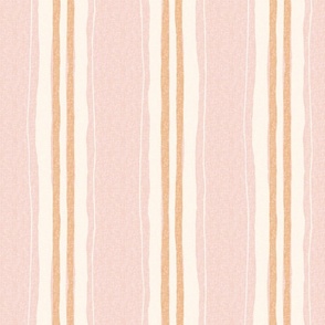 hand painted linen ticking stripe extra large wallpaper scale in pink mustard by Pippa Shaw