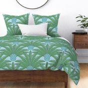 festive palm fan/aqua and vibrant green/jumbo