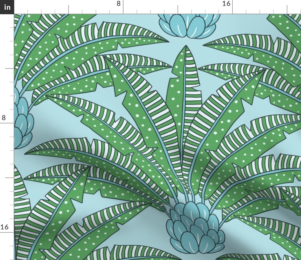 festive palm fan/aqua and vibrant green/jumbo