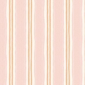 hand painted linen ticking stripe large wallpaper scale in pink mustard by Pippa Shaw