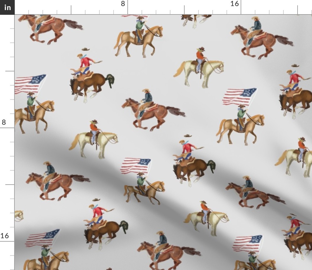 Yankee Doodle in Gunmetal - Cowboy, Americana, Western, Fourth of July, Rodeo