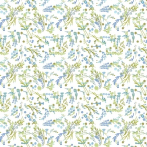 Green & Blue Organic Floral on White (small) 