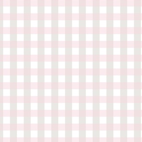 1" Swedish Gingham - Petal Pink/Warm Gray - Wallpaper 
