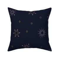 Celestial Stars Design in mauve, pink and gold on midnight // Med