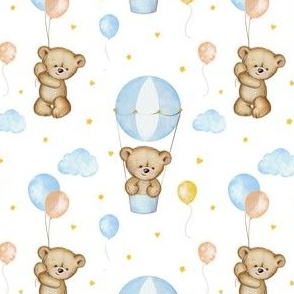 Cute Bear Flying with Balloons