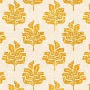 (small scale) Modern Botanical - Tropical Leaves - home decor - mustard/cream - LAD23